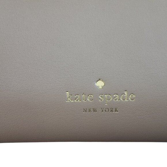 Authentic "Kate Spade" New York Clutch Wallet Leather Logo Zip Around. Linen - Picture 3 of 9